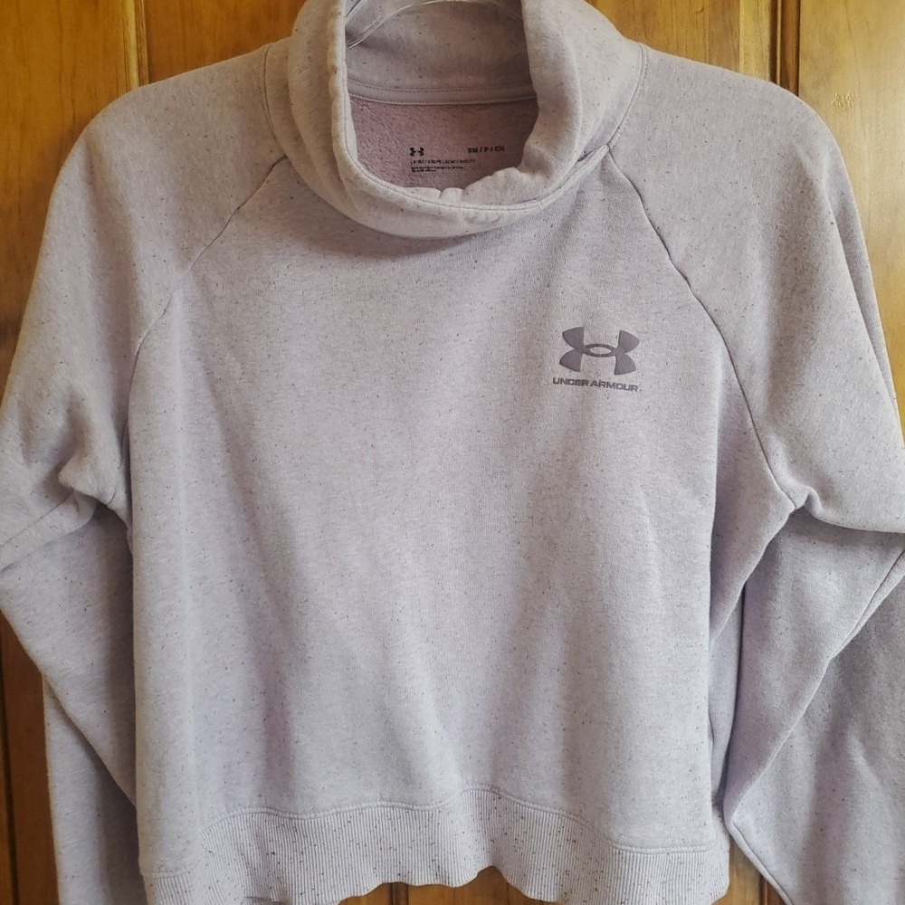 Under Armour Women's Rival Fleece Wrap Neck Crop Pullover Sz S – Mauve Pink Athl